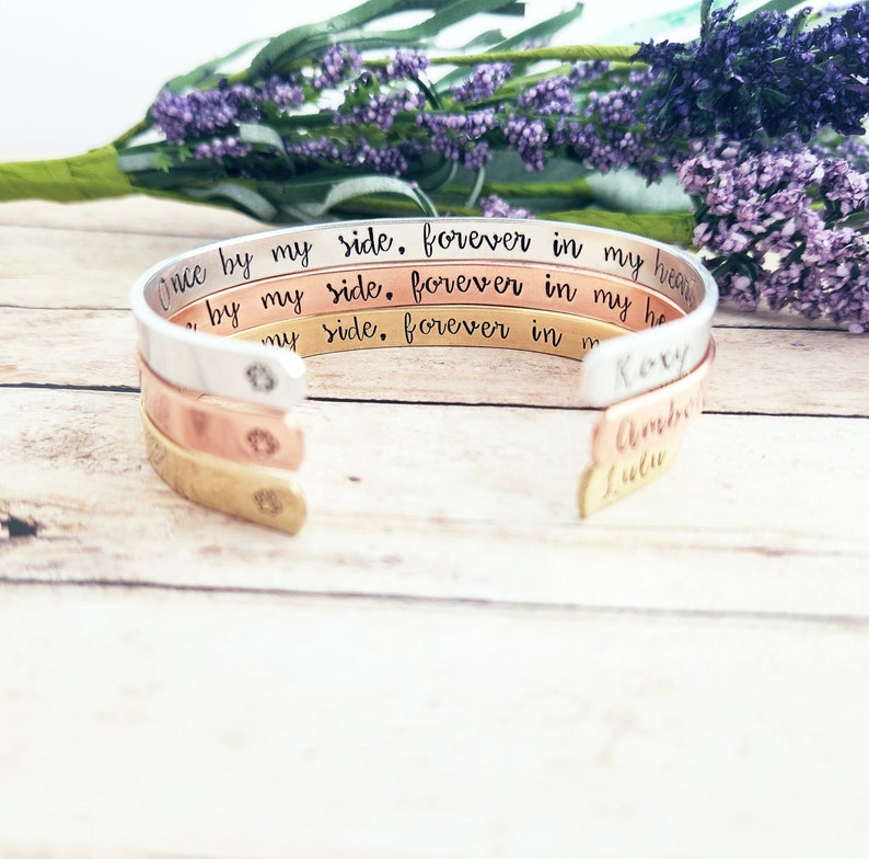 Once By My Side, Forever In My Heart Bracelet, Personalized Dog Memorial Cuff, Pet Remembrance Jewelry, Loss Of Pet Gift, Pet Lover image 4