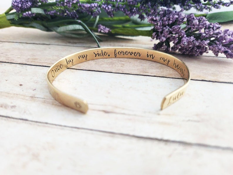 Once By My Side, Forever In My Heart Bracelet, Personalized Dog Memorial Cuff, Pet Remembrance Jewelry, Loss Of Pet Gift, Pet Lover image 5