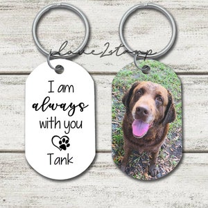 I Am Always With You Pet Keychain, Pet Sympathy Gift, Loss of Dog Gifts, Pet Memorial, Pet Portrait From Photo, Custom Dog Picture Keychain