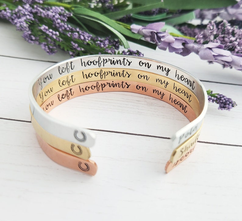 Personalized Horse Memorial Bracelet, You Left Hoofprints On My Heart, Horse Loss Gift, Horse Jewelry, Loss of Horse, Horse Memorial Gift image 4