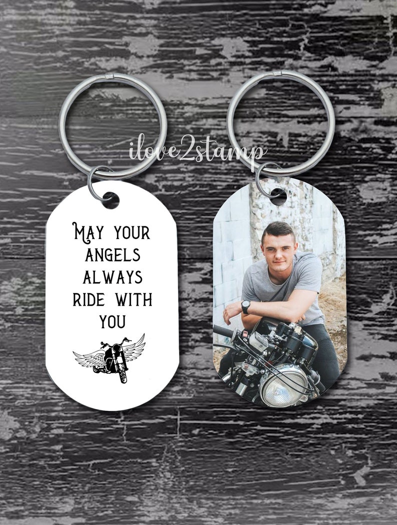 Motorcycle Quotes Keychains May Your Angels Always Ride With You Keychain, Biker Memorial Keychain ...