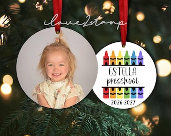 Personalized Preschool Photo Ornament, School Year Keepsake