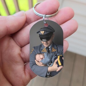 Personalized Police Dad Keychain, Daddy Be Safe, Thin Blue Line, Police Retirement Gift, Hero, Police Officer Cop Gift, Custom Cop Keychain image 2