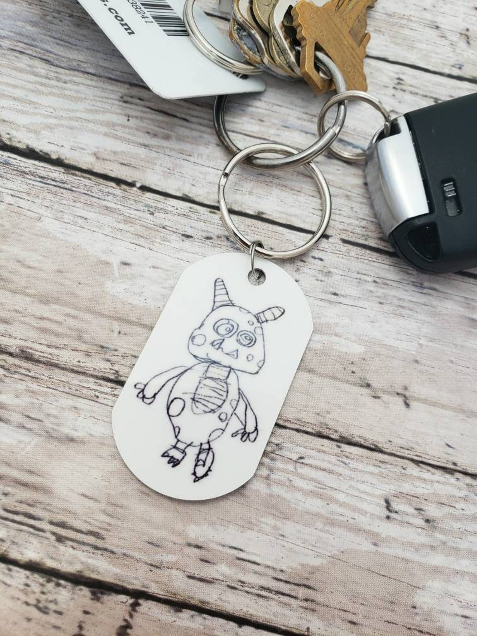 Kids Artwork Keychain Replica of Child's Drawing or Etsy