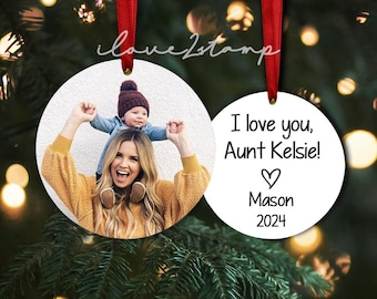 Personalized Aunt Ornament, First Time Aunt Gift, New Aunt Gift From Baby, I Love You Auntie, Christmas Gift For Sister In Law