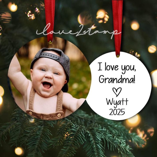 Adorno personalizado para abuela, regalo para abuela primeriza, regalo para abuela primeriza de parte de un bebé, Te amo abuela, regalo de Navidad para suegra