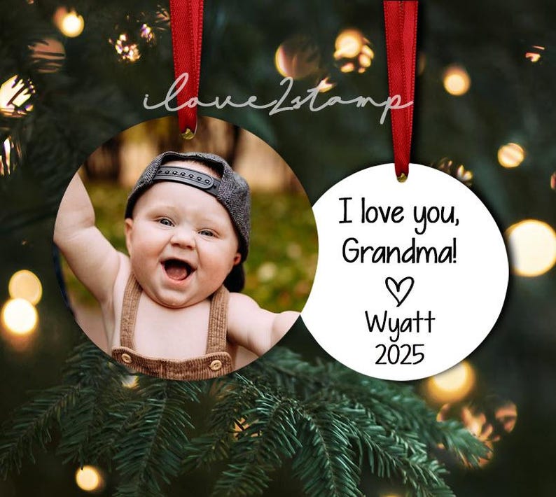 Personalized Grandma Ornament, First Time Grandma Gift, New Grandma Gift From Baby, I Love You Grandma, Christmas Gift For Mother In Law image 1