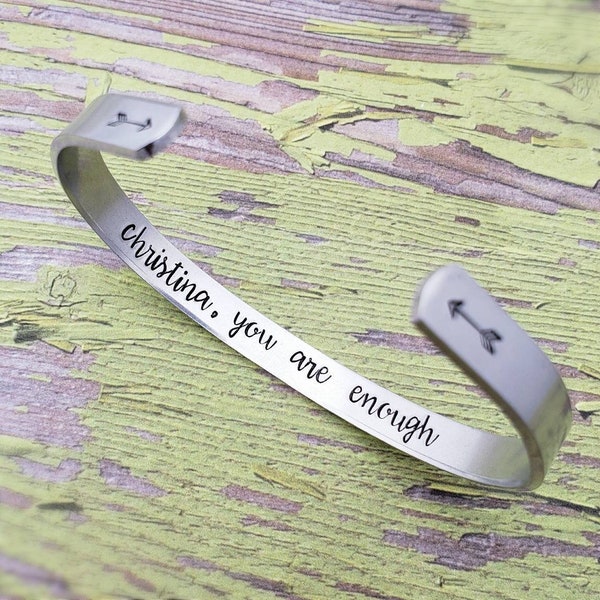 Personalized You Are Enough Bracelet, I Am Enough, Strength Jewelry, Semicolon Project, Suicide Awareness Gift, You Are Enough Bracelet