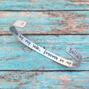 Once By My Side, Forever In My Heart Bracelet, Personalized Dog Memorial Cuff, Pet Remembrance Jewelry, Loss Of Pet Gift, Pet Lover image 1