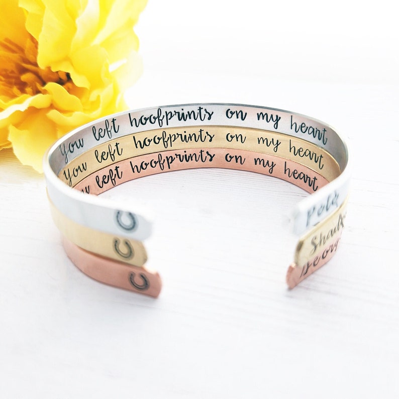 Personalized Horse Memorial Bracelet, You Left Hoofprints On My Heart, Horse Loss Gift, Horse Jewelry, Loss of Horse, Horse Memorial Gift image 3