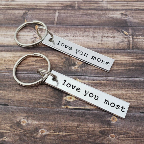 Accessories Keychains Lanyards Love You More Love You Mostest Hand Stamped Keychain Love You Most Choose Your Favorite One