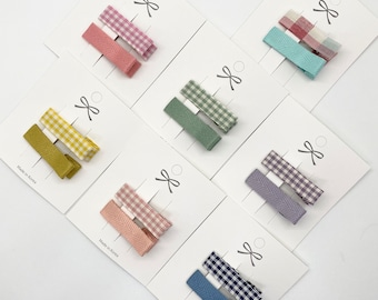 Pastel Gingham Hair Clips: Fabric Wrapped Alligator Clip