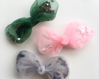 Sparkling Mesh Bow Hair Clip, Baby Toddler Alligator Clip