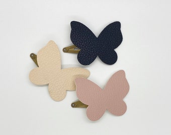 Handmade Faux Leather Butterfly Hair Clip: Baby Toddler Barrette