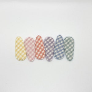 Pastel Check Hair Clips: Non-Slip Snap Barrette