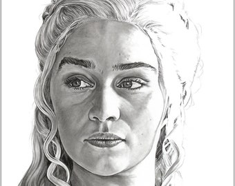 Daenerys Targaryen Game of Thrones Fine Art - "Mother of Dragons" - Game of Thrones Artwork - 11x17 Pencil Drawing Print