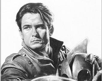 The Rocketeer Fine Art - "Cliff Secord" - The Rocketeer Artwork - 11x17 Pencil Drawing Print