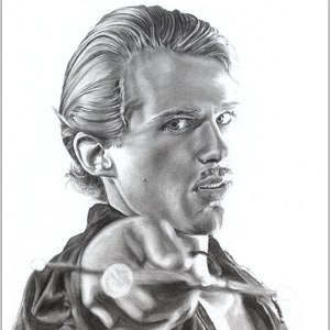 Westley from The Princess Bride Fine Art Drop Your Sword Princess Bride Artwork 11x17 Pencil Drawing Print image 1