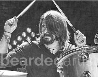Dave Grohl from Foo Fighters Fine Art - "Dave Grohl" - Musician Artwork - 11x17 Pencil Drawing Print