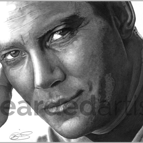 Captain Kirk from Star Trek Fine Art - "Kirk Smirk" - Star Trek Artwork - 11x17 Pencil Drawing Print