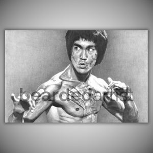 Impresión de dibujo a lápiz de Bruce Lee – Enter the Dragon Fine Art – Arte de grafito de 11 x 17 – Obra de arte de Bruce Lee “Little Dragon”