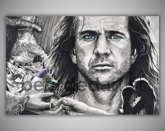 Dibujo de William Wallace – Retrato de Braveheart a lápiz de grafito y lápiz de color