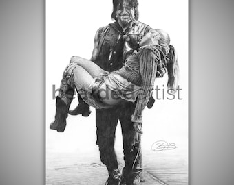 鉛筆画　The Walkng Dead-Darly Dixon WALKING DEAD Daryl Dixon Pencil Drawing - Etsy