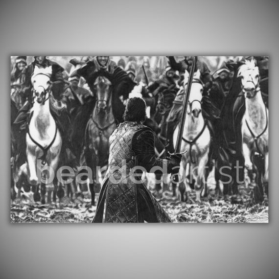 Brown Pants – Jon Snow Pencil Drawing | Game of Thrones Art Print | Fantasy Wall Art
