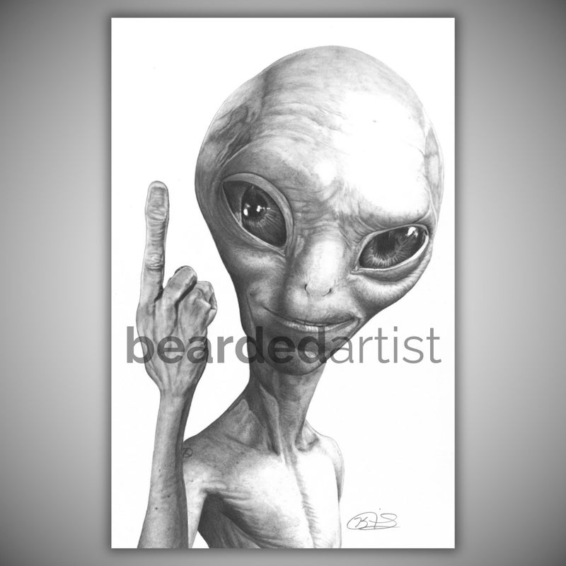Alien Pencil Drawing - Etsy