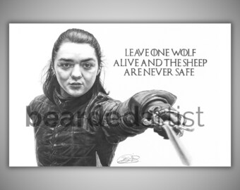 Arya Stark Graphite Drawing – Game of Thrones Portrait Art Print