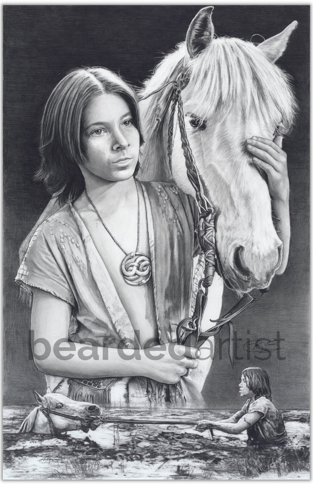 Atreyu and Artax From the Neverending Story Fine Art stupid Horse Movie