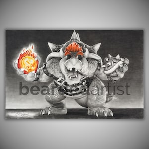 Bowser Graphite Print: Super Mario Fine Art (11x17)