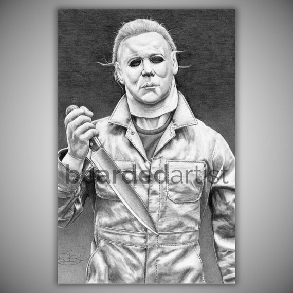 Michael Myers Graphite Drawing – Halloween Horror Movie Art Print