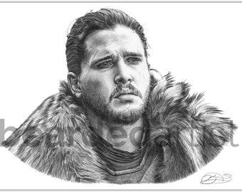 Jon Snow from Game of Thrones Fine Art - "Brooding" - Game of Thrones Artwork - 11x17 Pencil Drawing Print