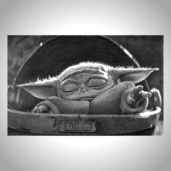 Baby Yoda From The Mandalorian The Child Grogu Art Star Etsy