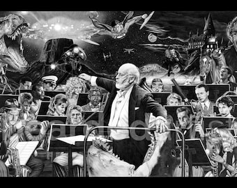 John Williams the Composer Fine Art - "Johnny" - John Williams Movie Score Artwork - 11x17 Pencil Drawing Print