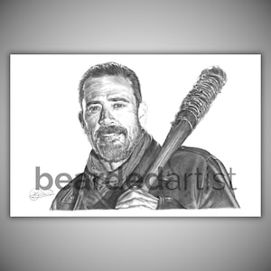 Negan Pencil Drawing - The Walking Dead Fine Art - &quot;I Am Negan&quot; - The Walking Dead Art - 11x17 Pencil Drawing Print