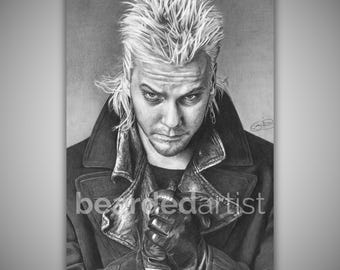 The Lost Boys Art – Kiefer Sutherland Graphite Portrait, 80s Vampire Movie