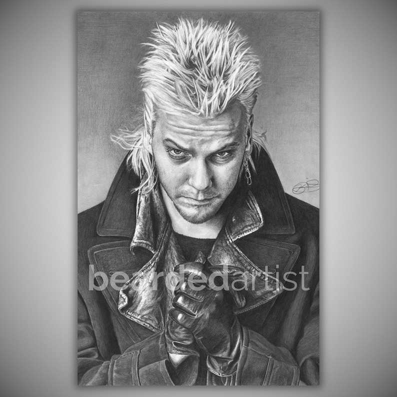 The Lost Boys Art – Kiefer Sutherland Graphite Portrait, 80s Vampire Movie afbeelding 1