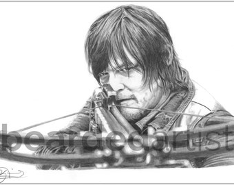 Daryl from The Walking Dead Fine Art - "Daryl Dixon" - The Walking Dead Artwork - 11x17 Pencil Drawing Print