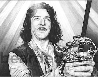 Inigo Montoya from The Princess Bride Fine Art - "Guide My Sword" - Princess Bride Artwork - 11x17 Pencil Drawing Print