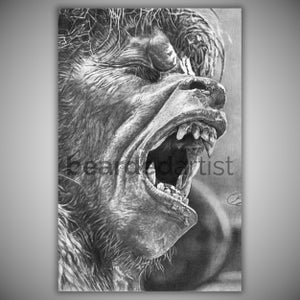 Werewolf Pencil Drawing - American Werewolf in London Fine Art - &quot;Transformation&quot; - Werewolf Artwork - 11x17 Pencil Drawing Print