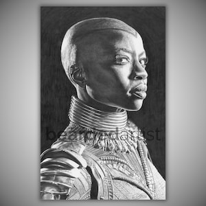 General Okoye Pencil Drawing - Black Panther Fine Art - &quot;General Okoye&quot; - Avengers Artwork - 11x17 Pencil Drawing Print
