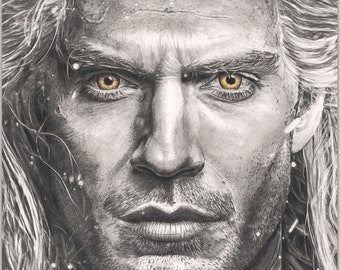 Geralt of Rivia from The Witcher Fine Art - "Hmm..." - The Witcher Artwork - 11x17 Pencil Drawing Print