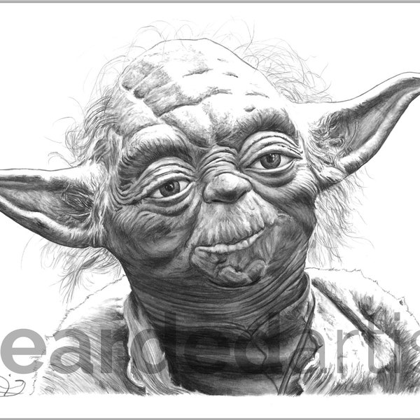 Yoda from Star Wars Fine Art - "Yoda, He Is" - Star Wars Artwork - 11x17 Pencil Drawing Print