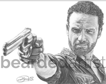 Rick Grimes from The Walking Dead Fine Art - "We Found Her" - The Walking Dead Art - 11x17 Pencil Drawing Print