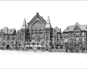 Cincinnati Music Hall Fine Art - "Cincinnati Music Hall" - Cincinnati Architecture - 11x17 Pencil Drawing Print