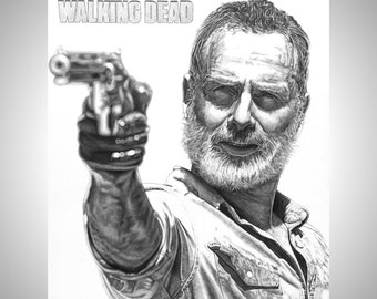 Rick Grimes - "Blow the Bridge" - The Walking Dead Art - Pencil Drawing Print - 8.5x11" or 11x17"