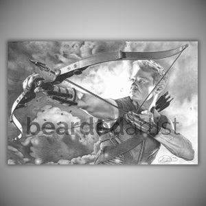 Hawkeye Pencil Drawing - The Avengers Fine Art - &quot;The Glue&quot; - Clint Barton Artwork - Avengers Art - 11x17 Pencil Drawing Print