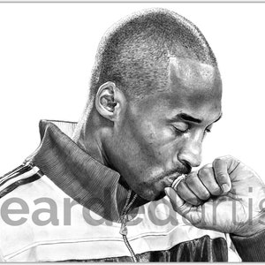 Kobe Bryant Fine Art Before the Storm Kobe Bryant Artwork 11x17 Pencil Drawing Print image 1